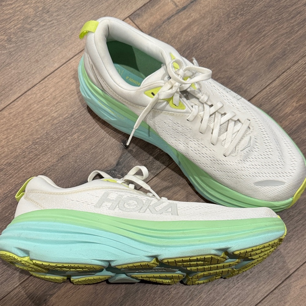 HOKA Women’s White & Mint Running Shoes